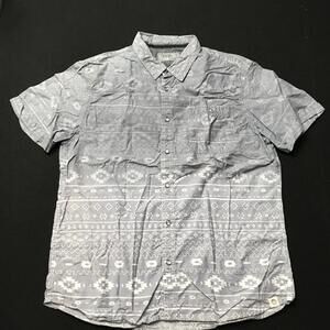 Free Planet Button Up Shirt Men's XL gray Tropical 100% cotton pearl snap